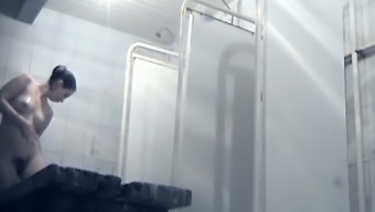 Lovely Young White Ladies In The Shower Room Filmed Naked