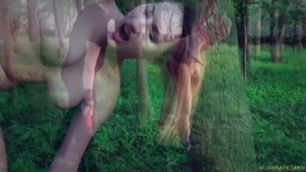 Young red haired slave get tied up and fucked in the garden tough