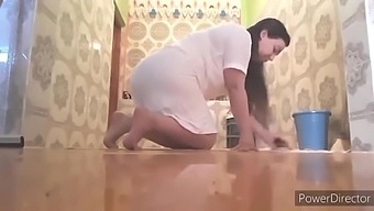 Moroccan wife cleans houses