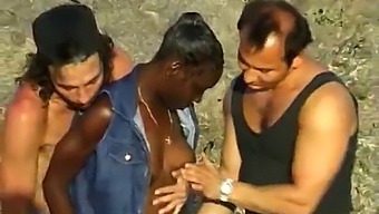 Exploited African Beauty Enjoys A Threesome With Two White Guys