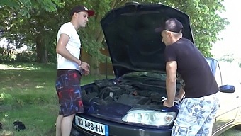 Outdoor Dick Sucking And Fucking By The Car With Louise Du Lac