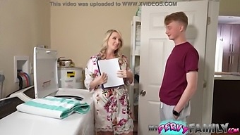 Blonde Bombshell Stepmom Seduces Stepson With Big Natural Tits