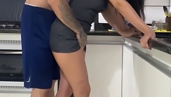Hot Wife Gets Fucked In The Kitchen While Cleaning - Onlyfans Video