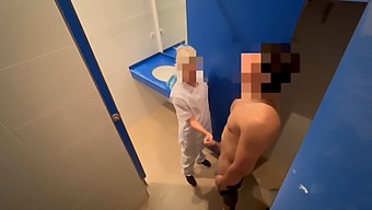 I Jerk Off In The Gym Bathroom And Get Caught By The Cleaning Girl, Who Gives Me A Blowjob