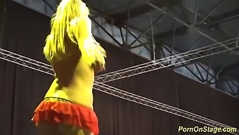 Threesome Sex Show On Public Stage