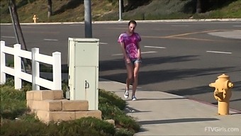 A Shaved Teen'S Solo Outdoor Masturbation