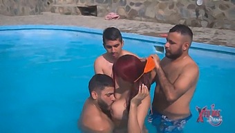 A Peruvian Woman With Red Hair Has A Strong Desire For Sex And Enjoys Having Intercourse With Three Men In A Pool, But She Is Not Satisfied