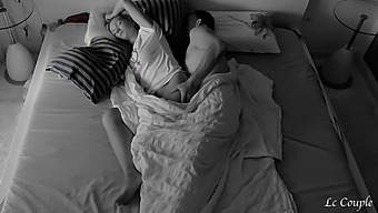 Hidden Camera Captures Intimate Morning Encounter Of Inexperienced Couple In Bedroom