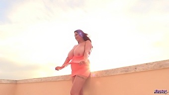 Rachel Adana In Pink Lace Up 3, British Beauty With Natural Large Breasts.