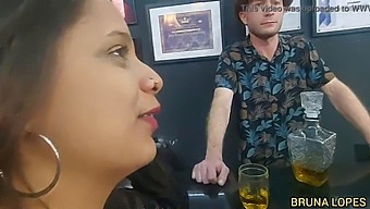 Bruna And Manuh Cortez Have Sex With Barman Malvadinho Who Struggles To Handle Her Three Large Breasts And Summons Malvadao For Assistance....