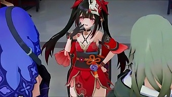 Sparkle De Genshin Impact Vit Une Rencontre Érotique Dans Un Porno Cartoon.